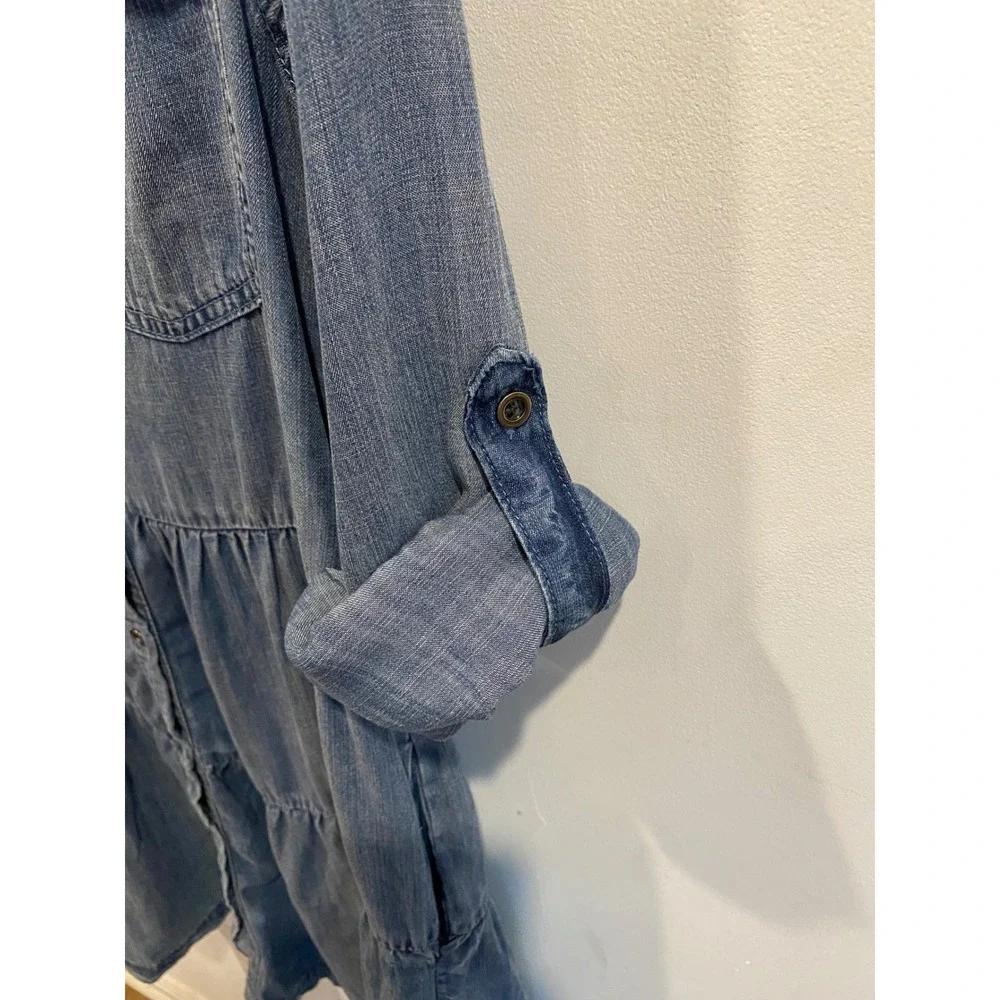Velvet Heart Los Angeles Denim Tiered Shirt Dress Tunic Blue‎ XS